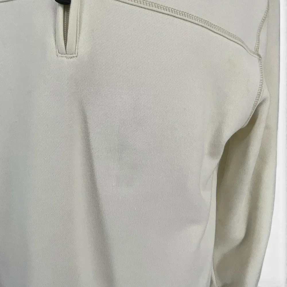 Arrow Mens Quarter Zip Pullover Sweatshirt‎ Cream Off White Small Mock Neck